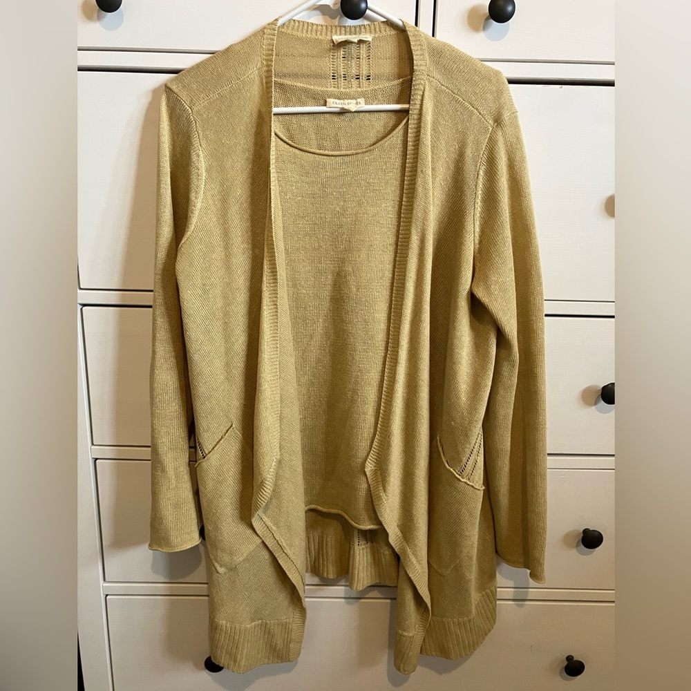 Eileen Fisher Buttern Cream Linen Set Size M